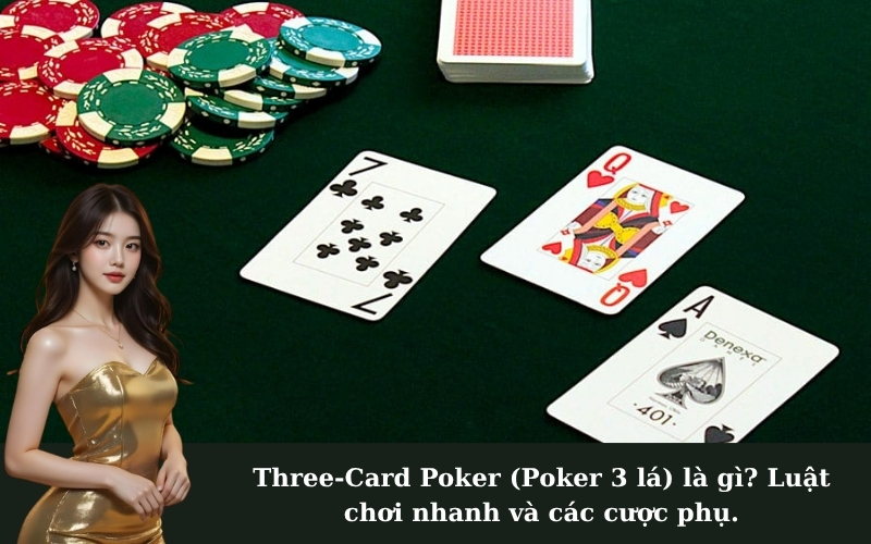Three-Card Poker (Poker 3 lá) là gì? Luật chơi nhanh và các cược phụ.