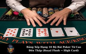 Bảng Xếp Hạng 10 Bộ Bài Poker Từ Cao Đến Thấp (Royal Flush → High Card)