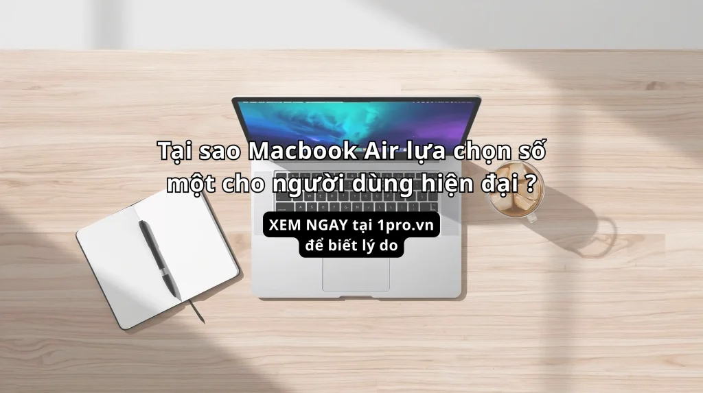 Hình ảnh Macbook Air trên bàn làm việc tối giản